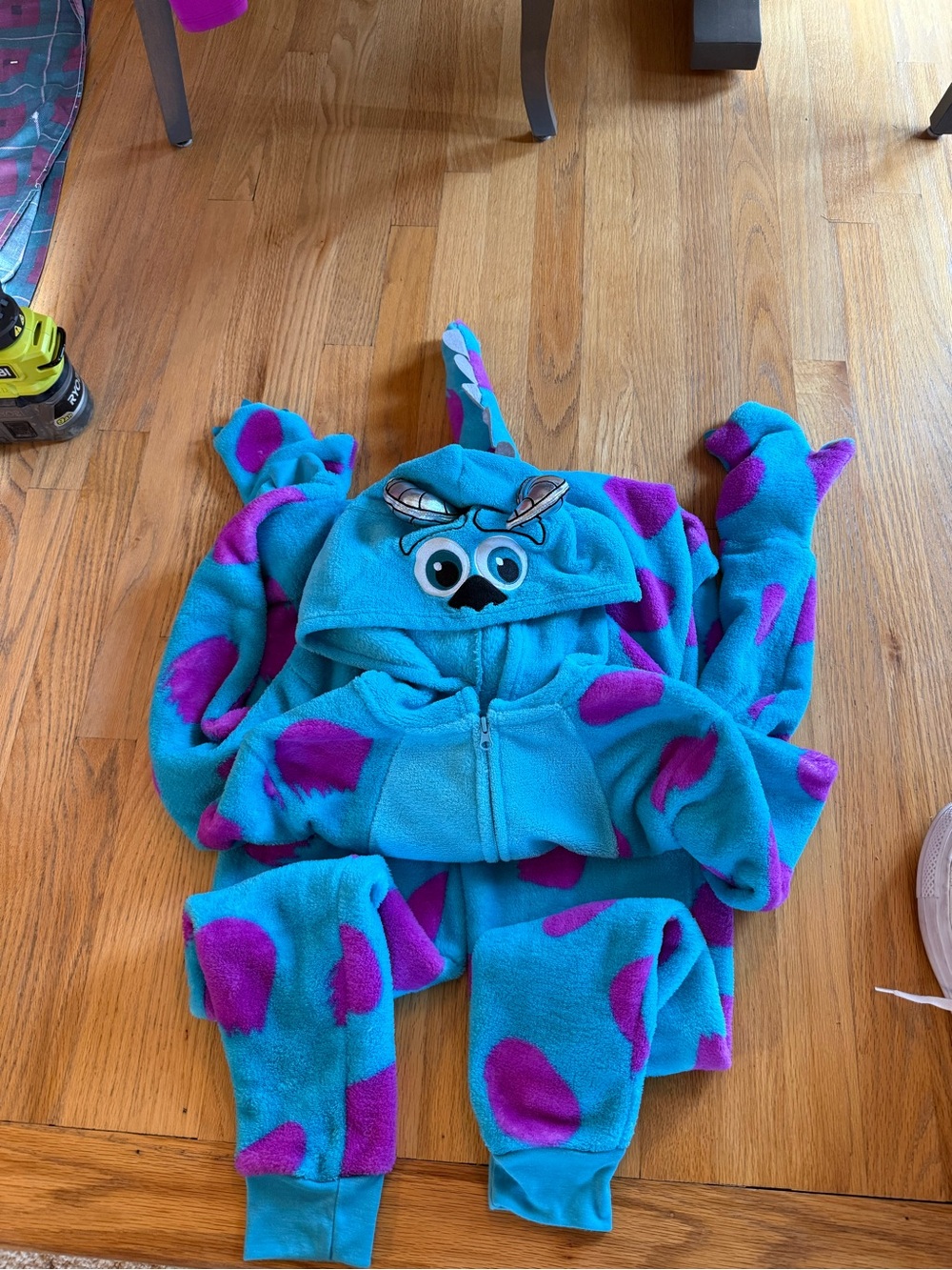 Blue & Purple Monster Fleece onesie with hood